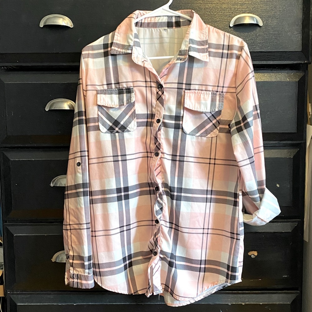 Black and pink plaid shirt